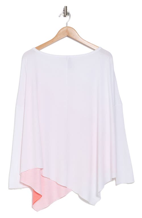 Go Couture Asymmetric Dolman Sleeve Sweater In Ivory Pink To Bronze Print