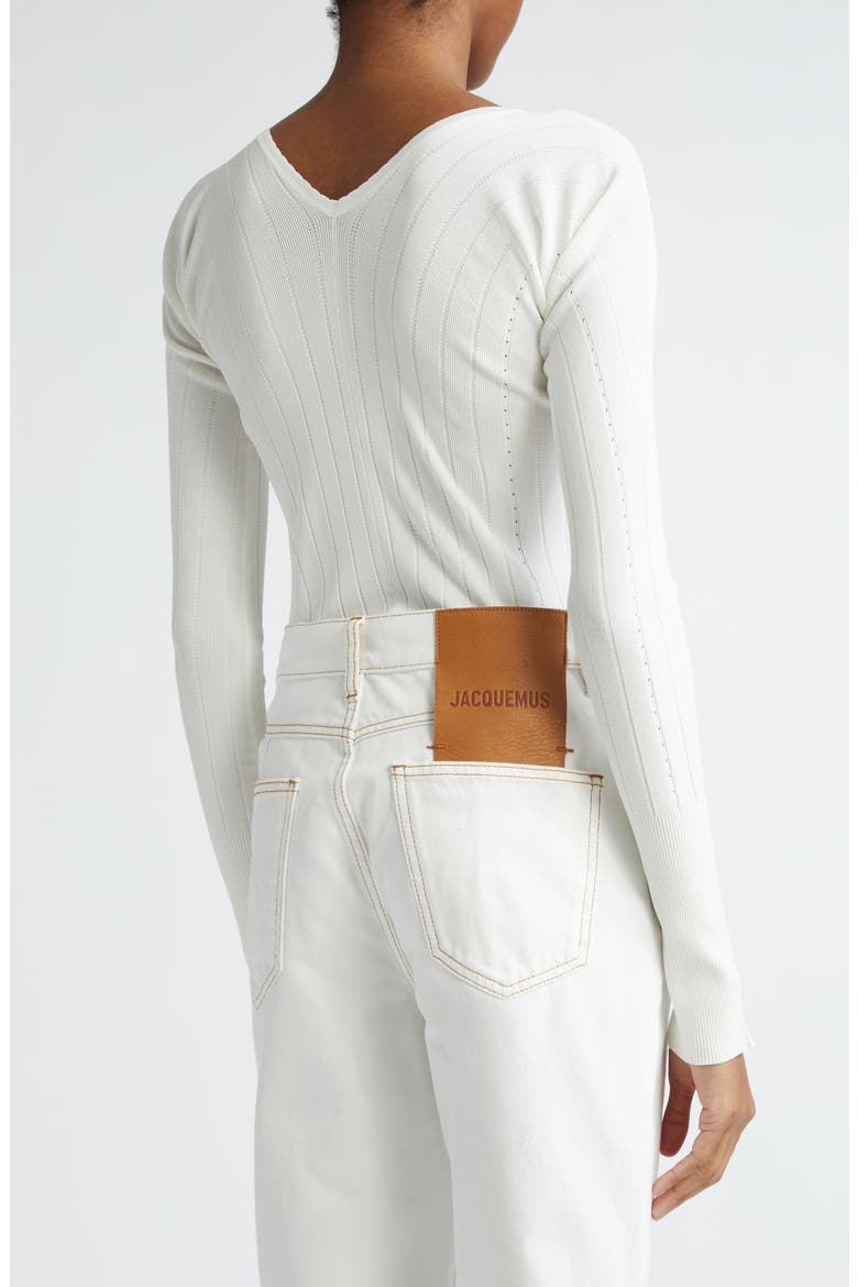 Le Haut Pralu Scallop Neck Rib Top, Alternate, color, OFF-WHITE