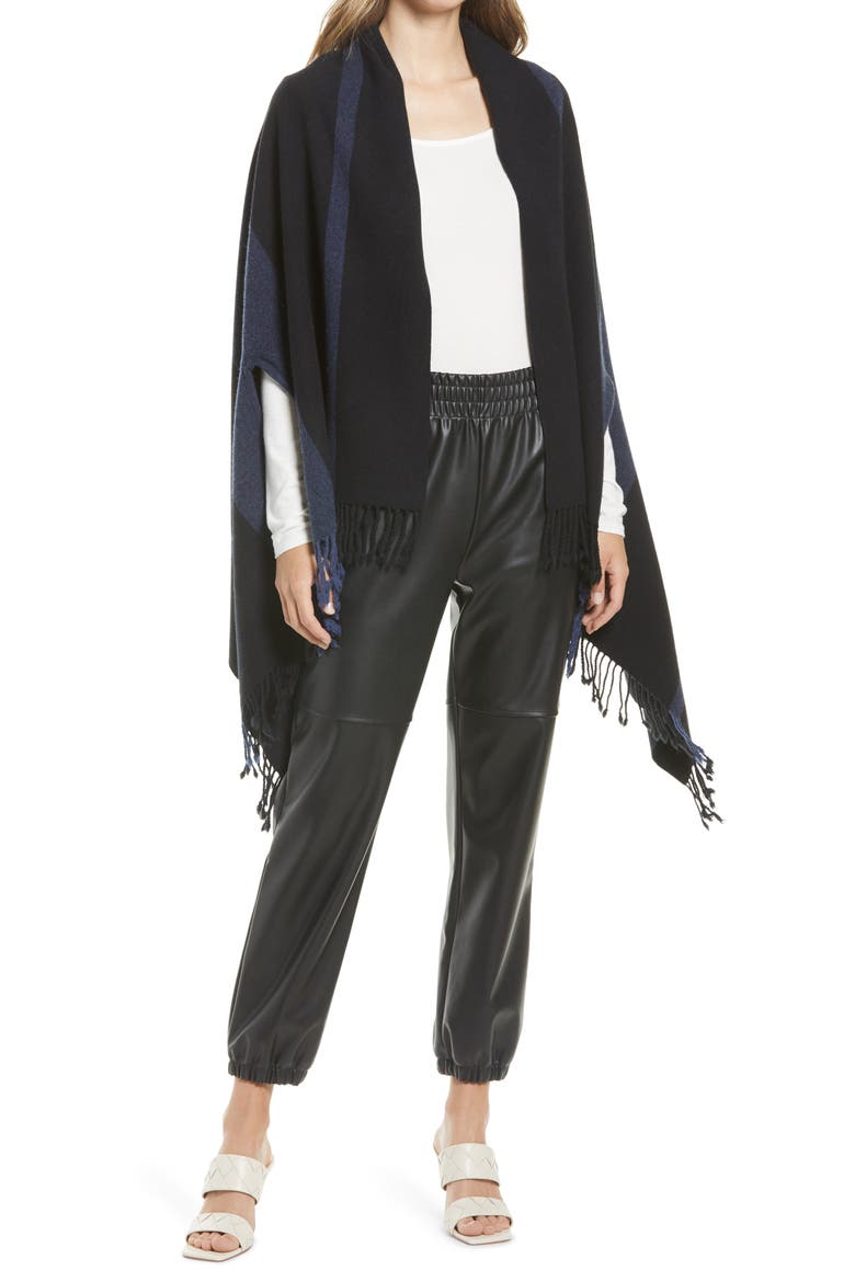 Stripe Wool & Cashmere Wrap, Main, color, BLACK COMBO