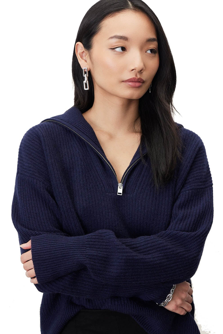 Sophia Cashmere Quarter Zip Pullover, Main, color, Blue