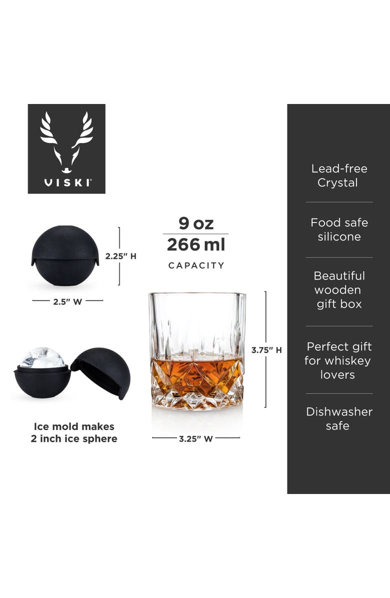 Viski Admiral 8-Piece Crystal Tumbler & Ice Sphere Box Set, Alternate, color, 