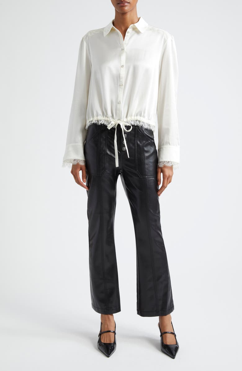 Cinq à Sept Mabyn Drawstring Waist Silk Button-Up Shirt, Alternate, color,