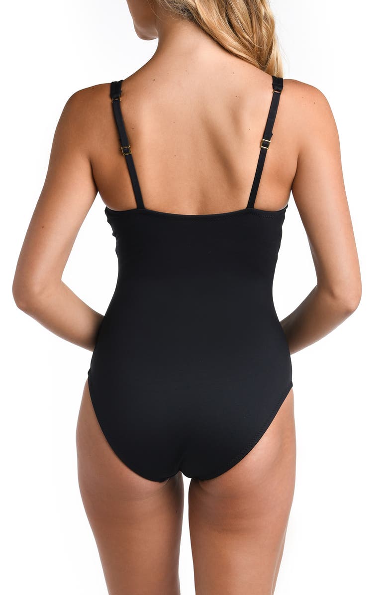 La Blanca Luxe Plunge Keyhole Compression One-Piece Swimsuit, Alternate, color, Black