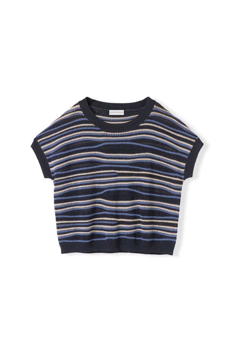 Landscape Stripe Knitted Top, Alternate, color, Navy Multi
