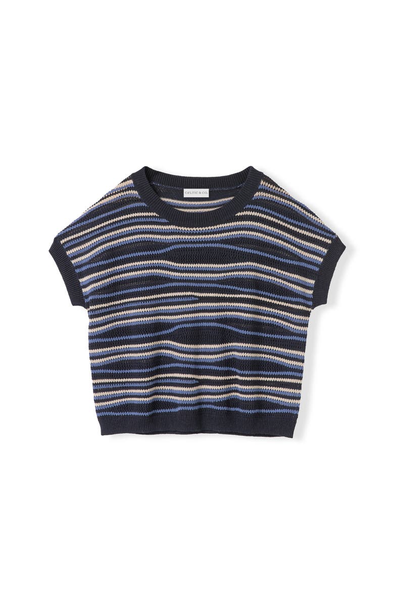Celtic & Co. Landscape Stripe Knitted Top, Alternate, color, Navy Multi