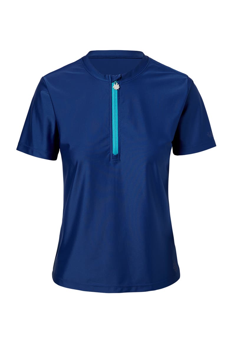 Quarter Zip Crew Sun & Swim Shirt, Main, color, Navy Blue