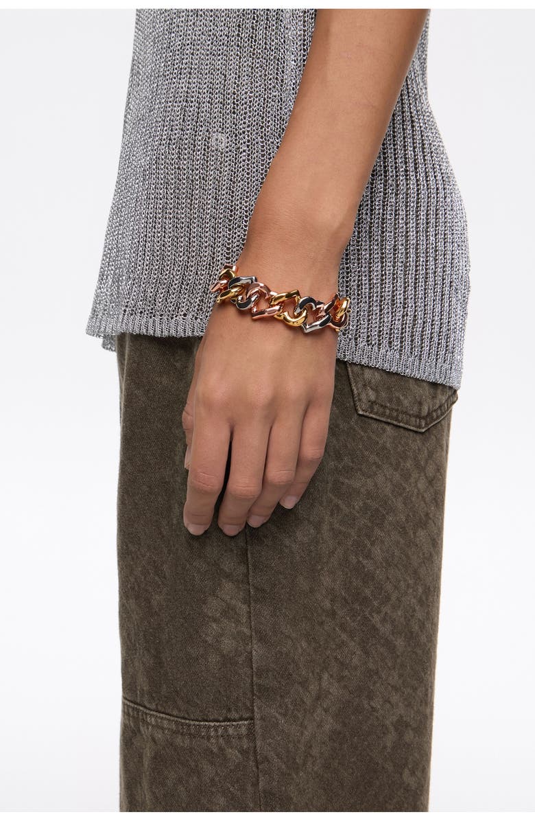 Bimba y Lola Three-Tone Heart Chain Bracelet, Alternate, color, 