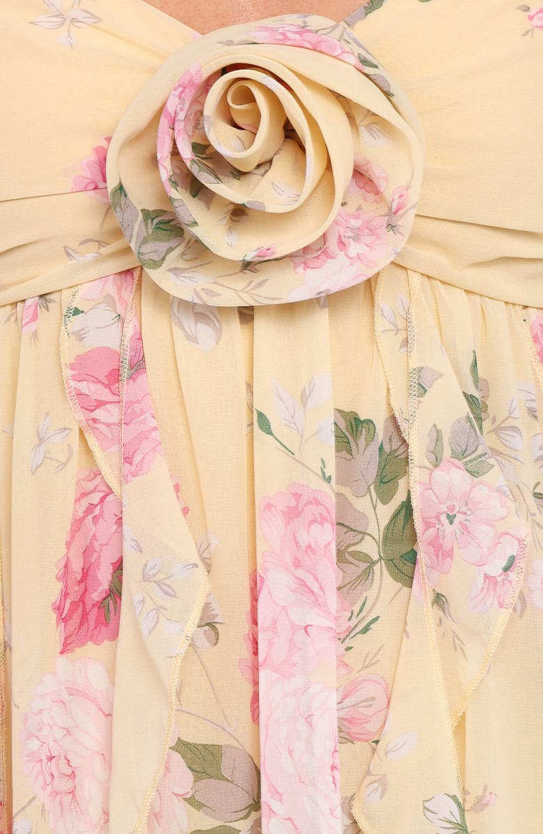 Petal & Pup Tully Floral Rosette Maxi Dress with Removable Scarf, Alternate, color, Yellow Floral
