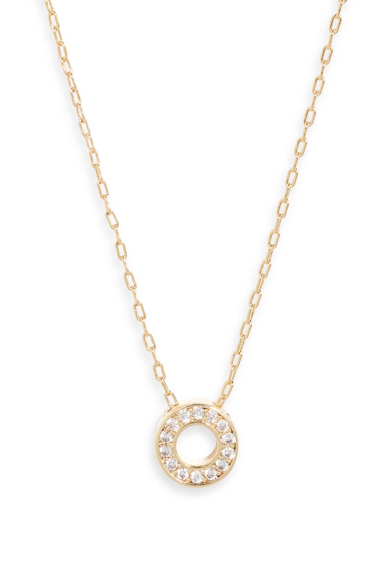 Pavé Cubic Zirconia Initial Necklace, Main, color, O- CLEAR- GOLD