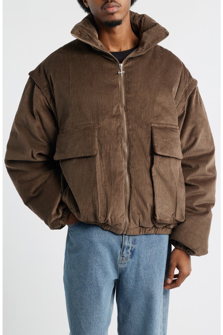 Avola Cotton Corduroy Down Jacket, Alternate, color, CHARCOAL