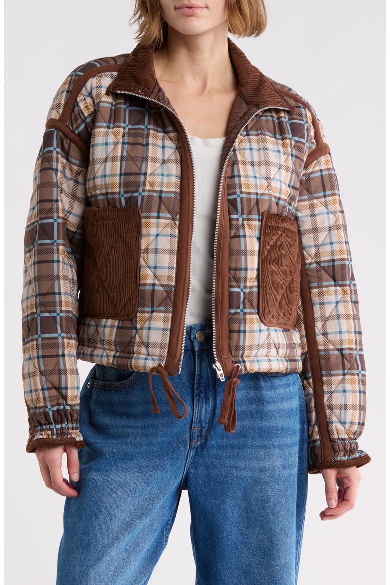 Bloom Bash Quilted Bomber Jacket, Main, color, CORD CABIN