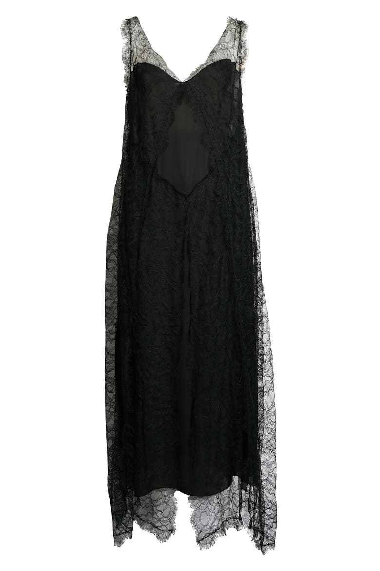 Ash Open Back Handkerchief Hem Lace Dress, Alternate, color, BLACK