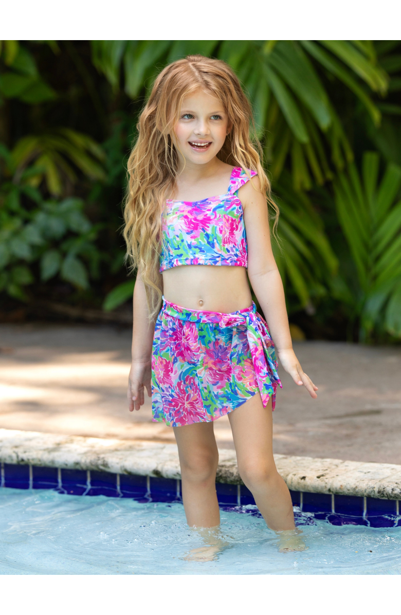 Mia Belle Girls Tropical Bloom Two-Piece Swimsuit, Alternate, color, Pink