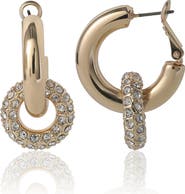 BCBG Pavé and Polished Gold-Tone Double Hoop Earrings