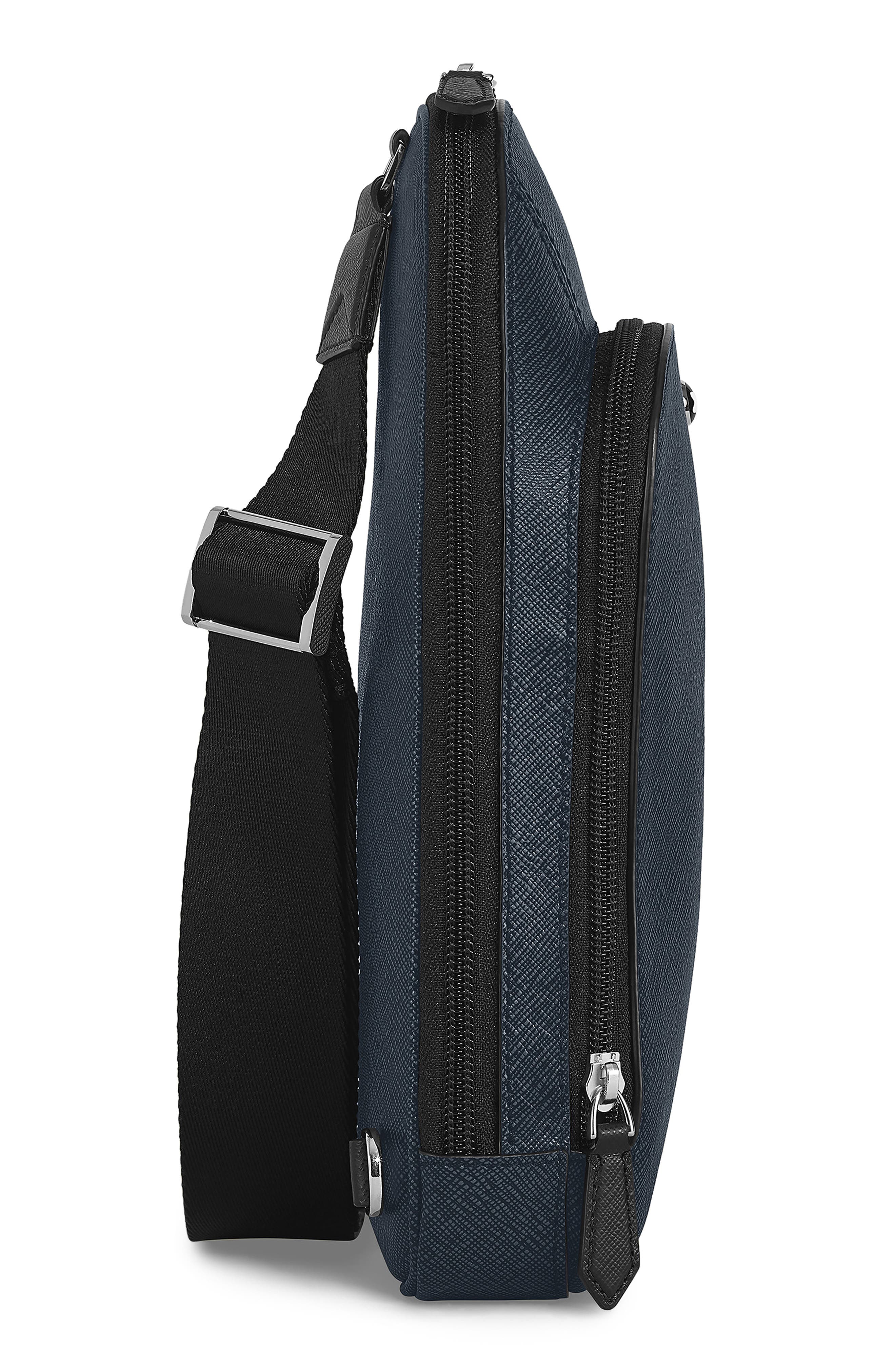 Montblanc Sartorial Convertible Leather Sling Bag, Alternate, color, Tweed Blue