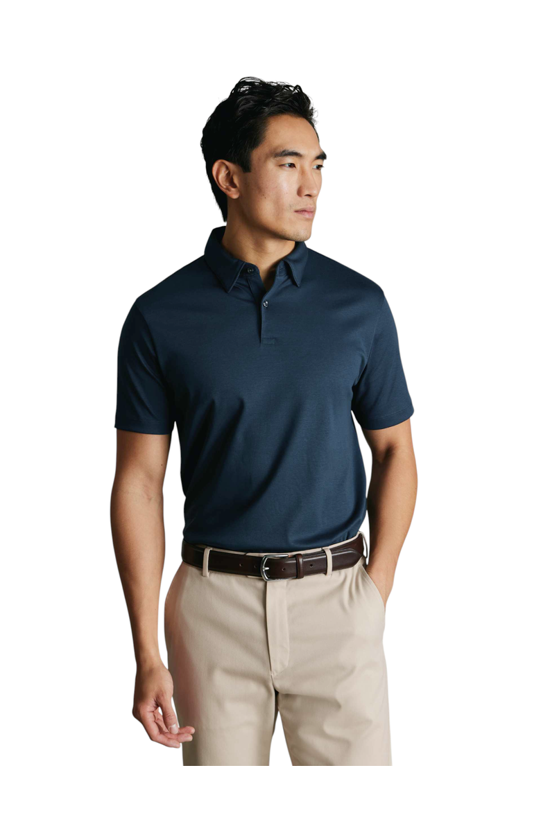 Charles Tyrwhitt Short Sleeve Jersey Polo, Main, color, Petrol Blue