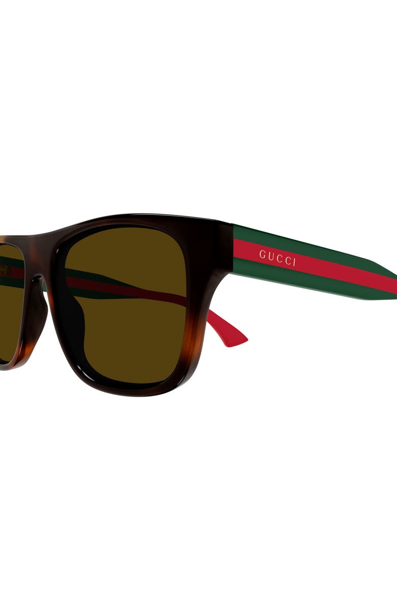 Gucci 56mm Rectangular Sunglasses, Alternate, color, Havana