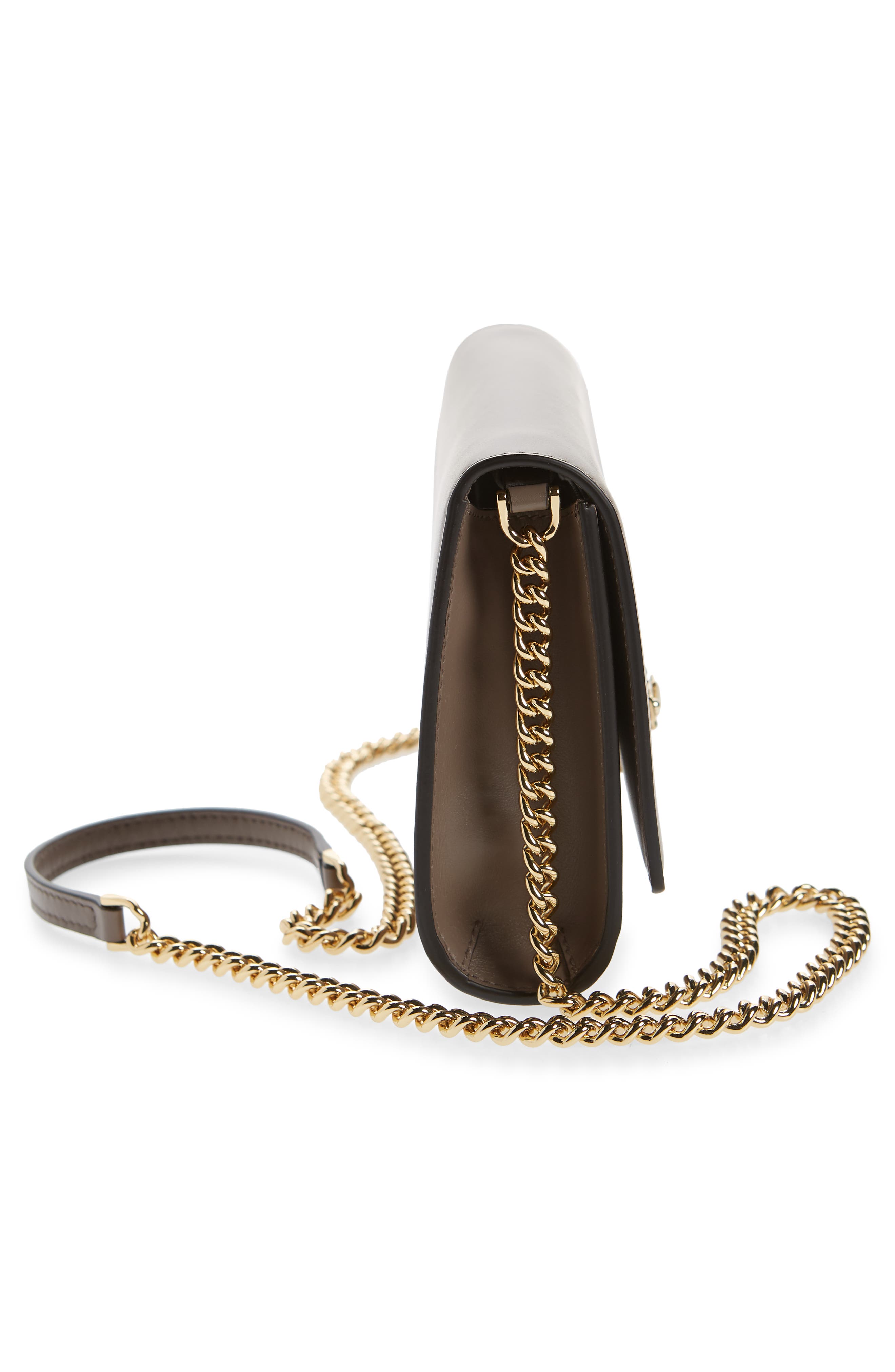 Salvatore Ferragamo The Studio Leather Wallet on a Chain, Alternate, color, CARAWAY SEED