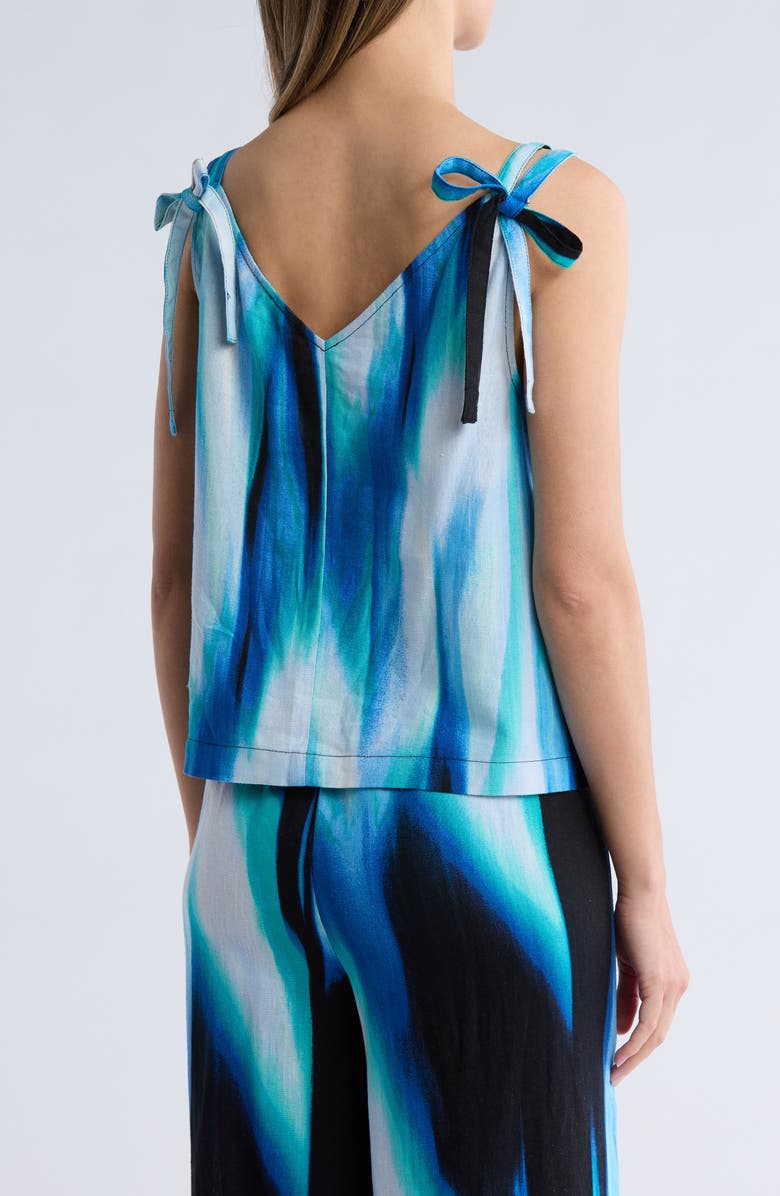 DKNY Tie Shoulder Linen Blend Tank, Alternate, color,