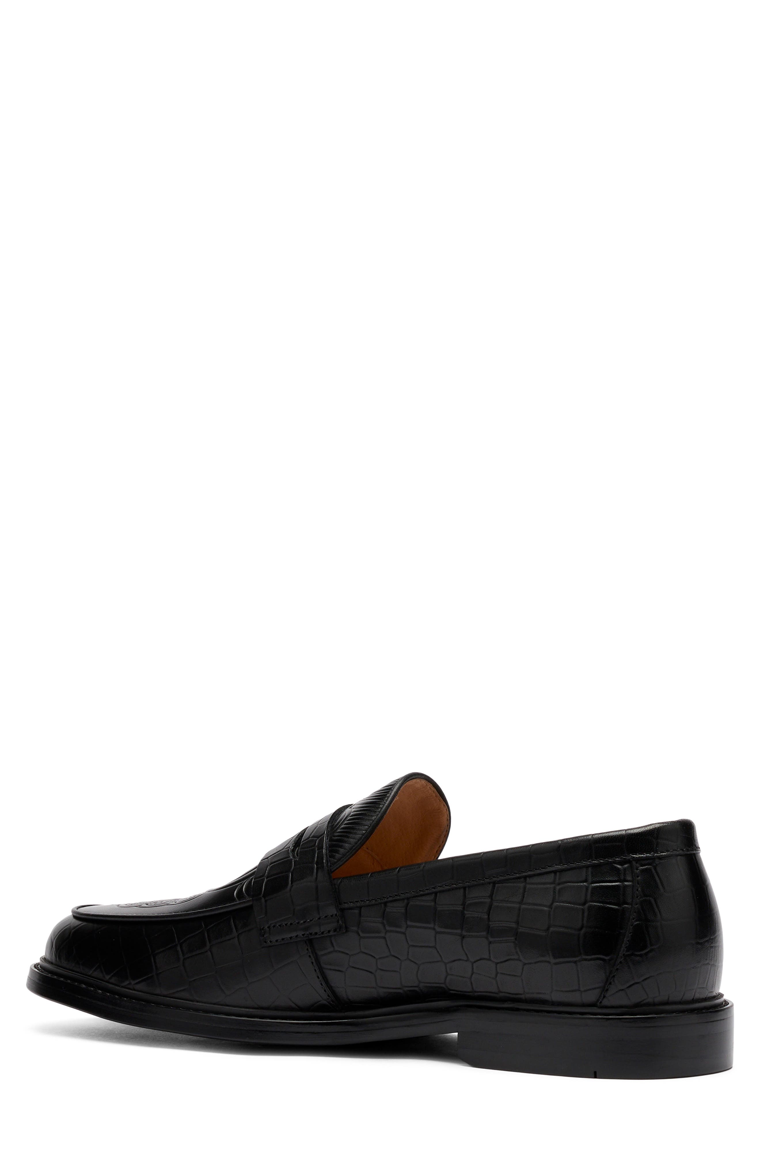 MARC NOLAN Calum Embossed Penny Loafer, Alternate, color, Black Bull