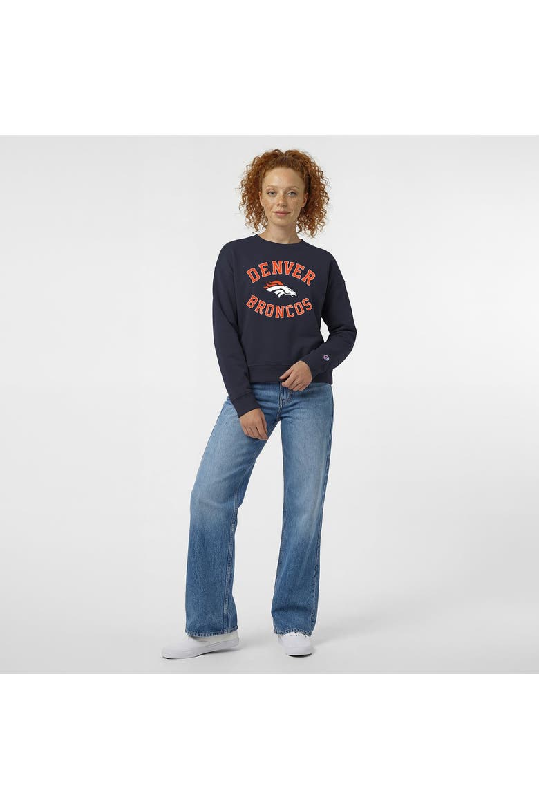 Women's Champion  Navy Denver Broncos Heart & Soul Powerblend Sweatshirt, Alternate, color, Navy