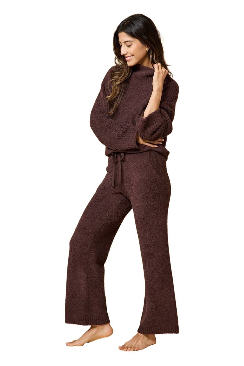 Solid Marshmallow Rib Mock Neck with Long Pant, Alternate, color, Espresso