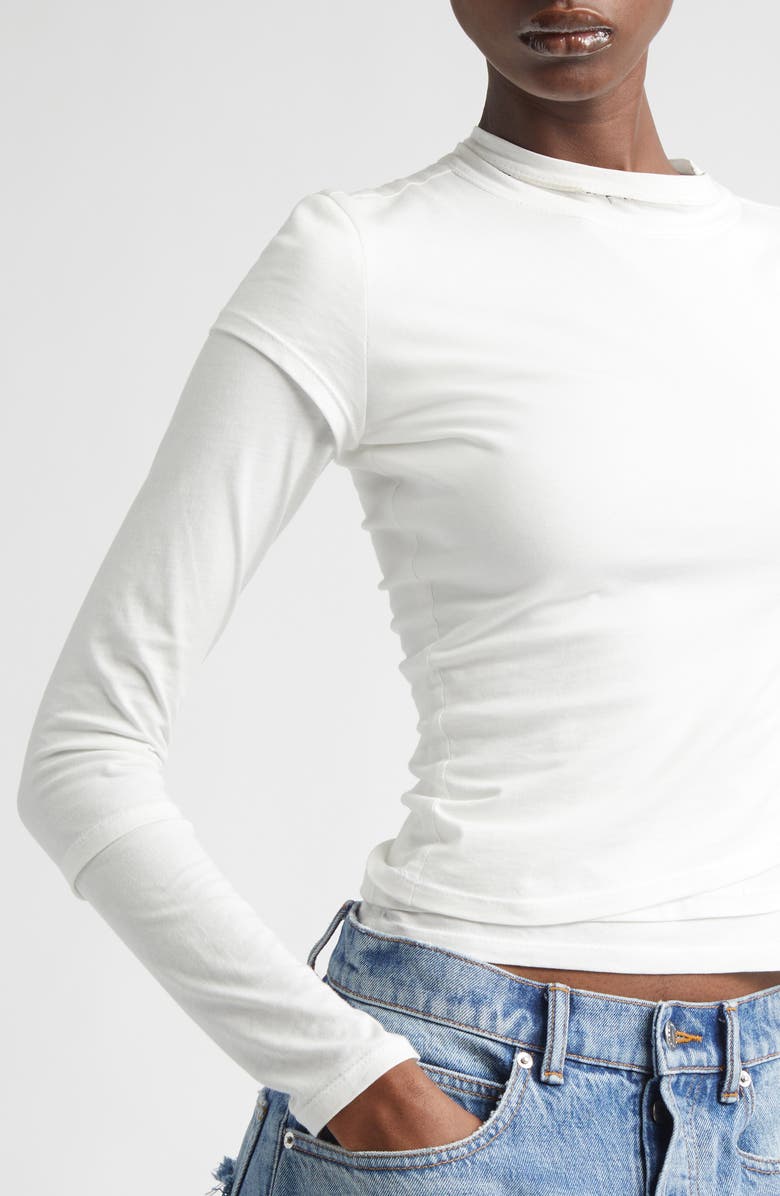 Alexander Wang Long Sleeve Layered T-Shirt, Alternate, color, White