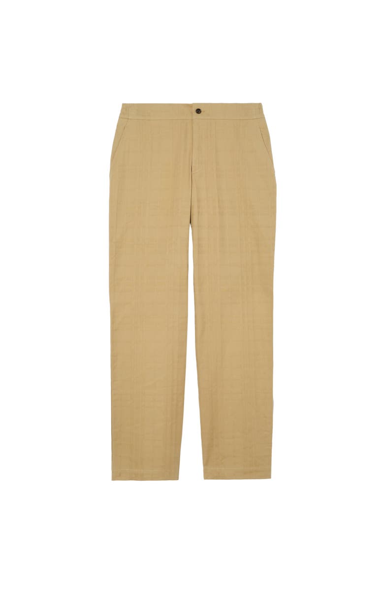 Burberry Textured Check Cotton Trousers, Alternate, color, Sandstorm Beige