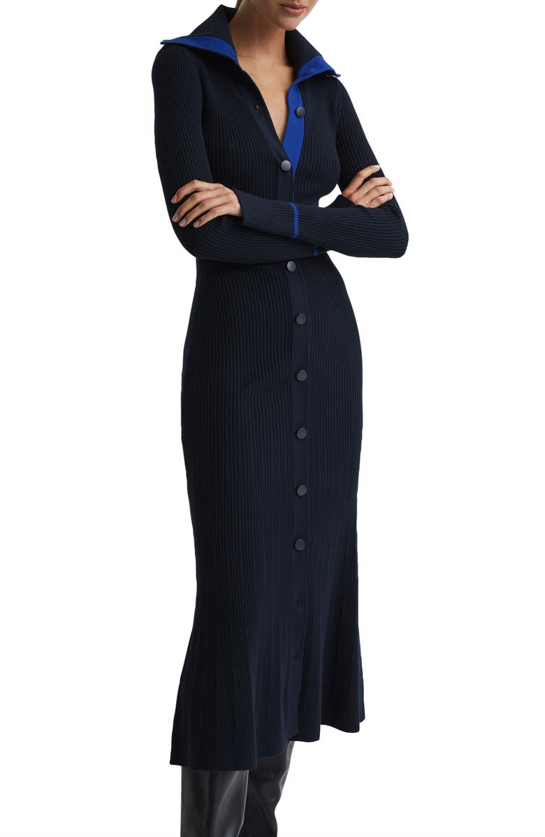 Reiss Millie Long Sleeve Ribbed Midi Sweater Dress, Alternate, color, 