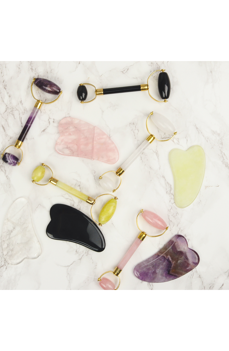 White Lotus Beauty Premium Rose Quartz Facial Roller, Alternate, color, Pink