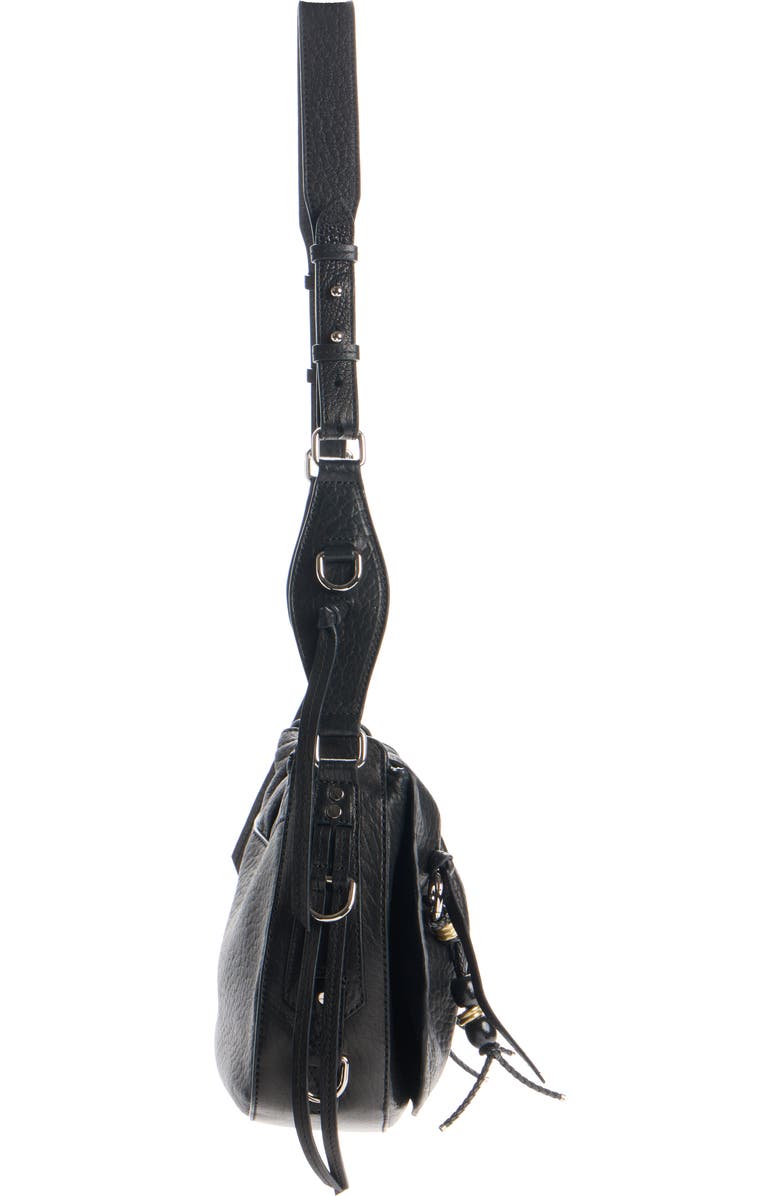 Isabel Marant Bolton Bubble Pebbled Leather Hobo Bag, Alternate, color, Black/ Silver