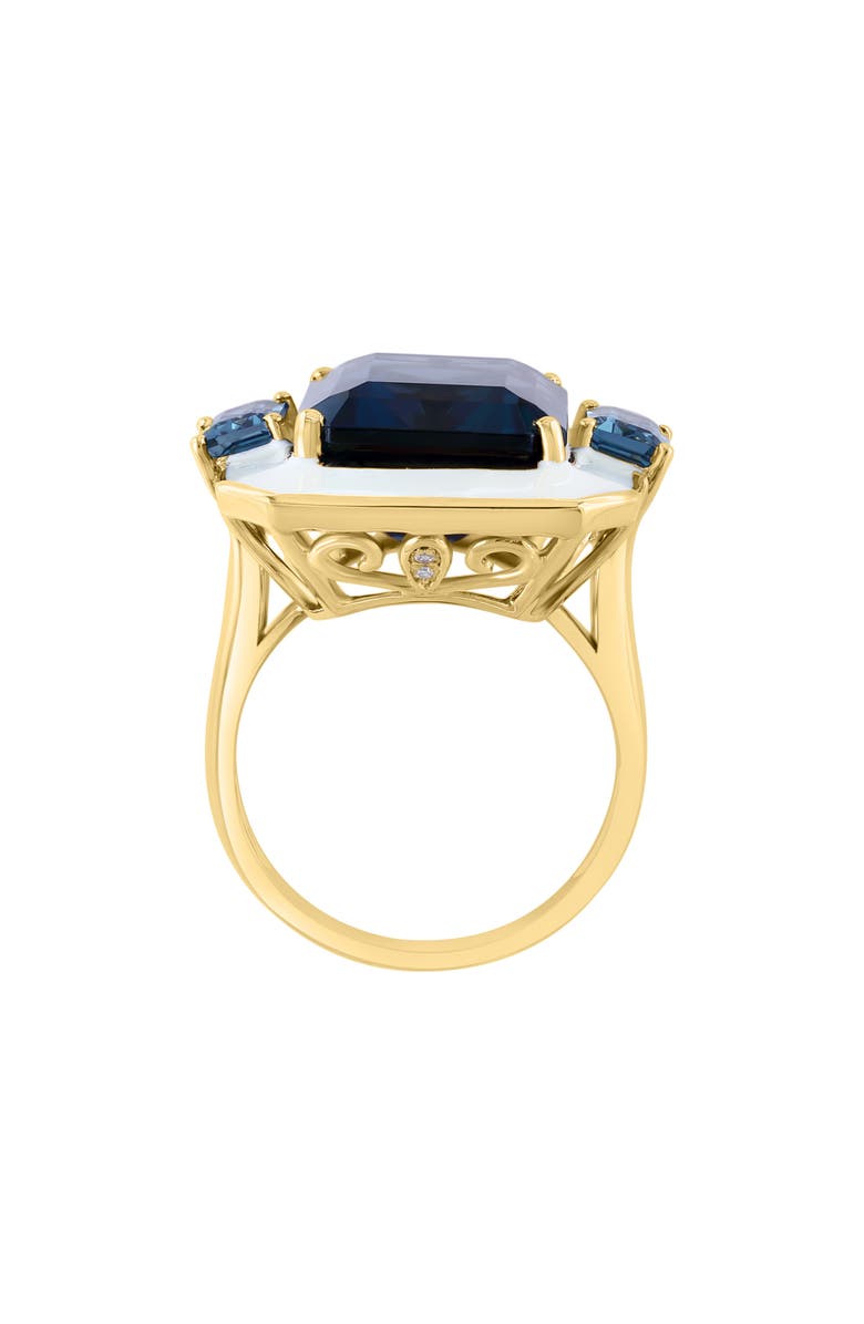 EFFY 14K Yellow Gold Diamond London Blue Topaz Ring - 0.01 ctw., Alternate, color, 
