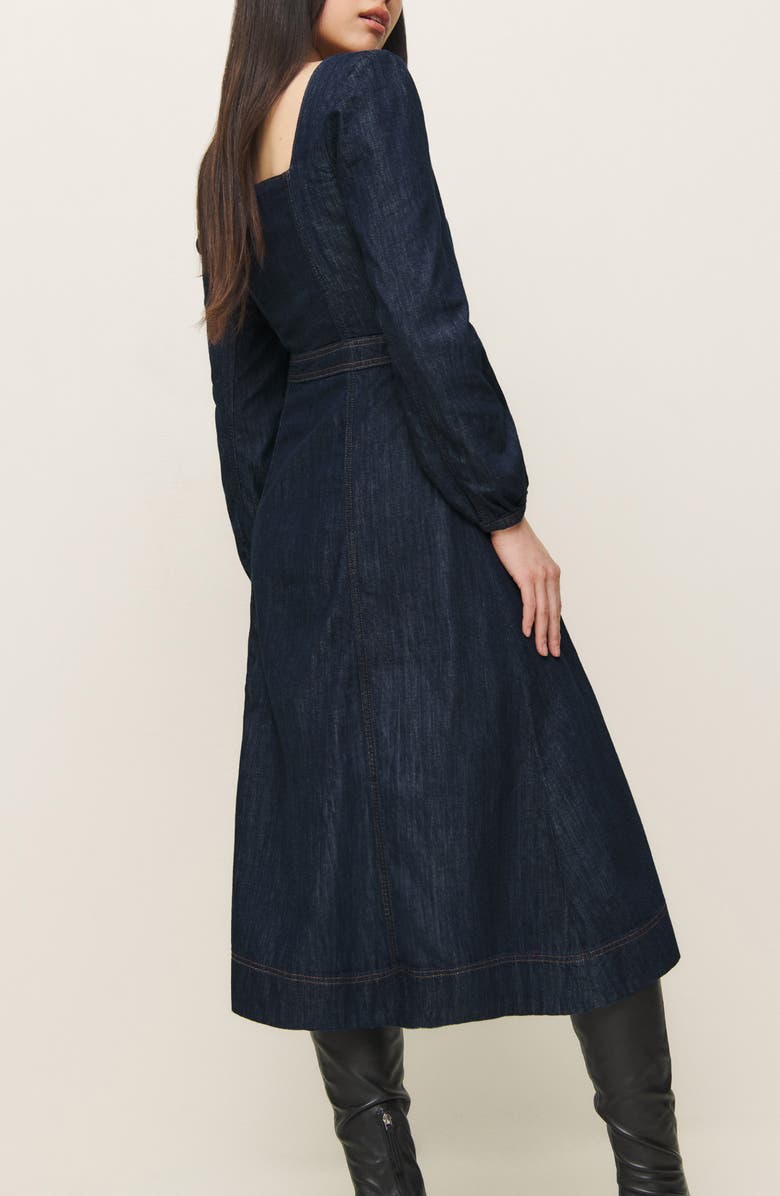Reformation Celeste Long Sleeve Denim Midi Dress, Alternate, color, 