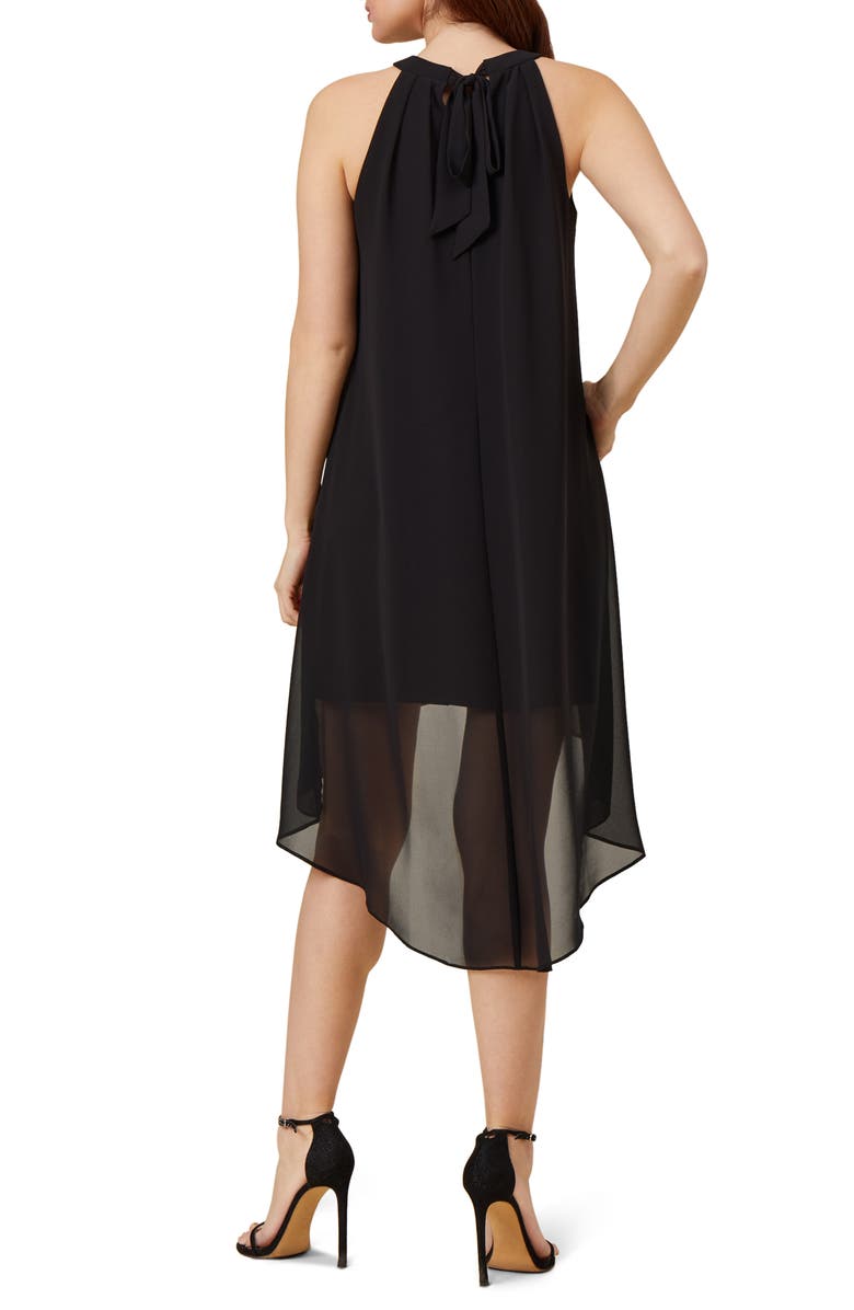 Adrianna Papell Draped Ruffle Chiffon High-Low Dress, Alternate, color,