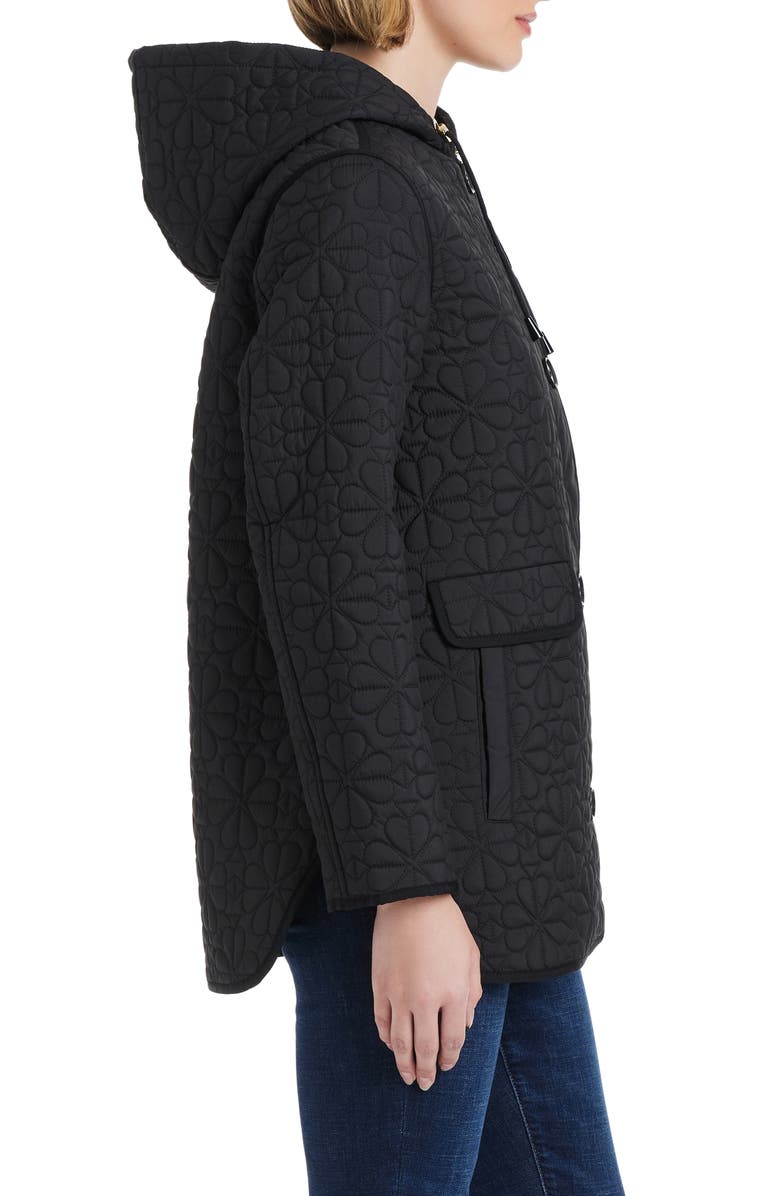 Kate Spade New York spade floral quilted a-line jacket, Alternate, color, Black