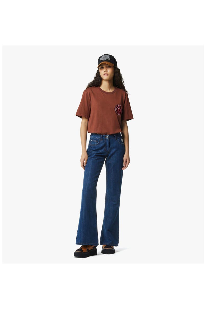 Flared Pants in Lurex Denim, Alternate, color, Indigo