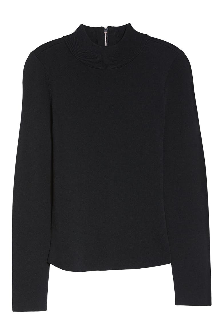 Mock Neck Long Sleeve Sweater, Alternate, color, BLACK
