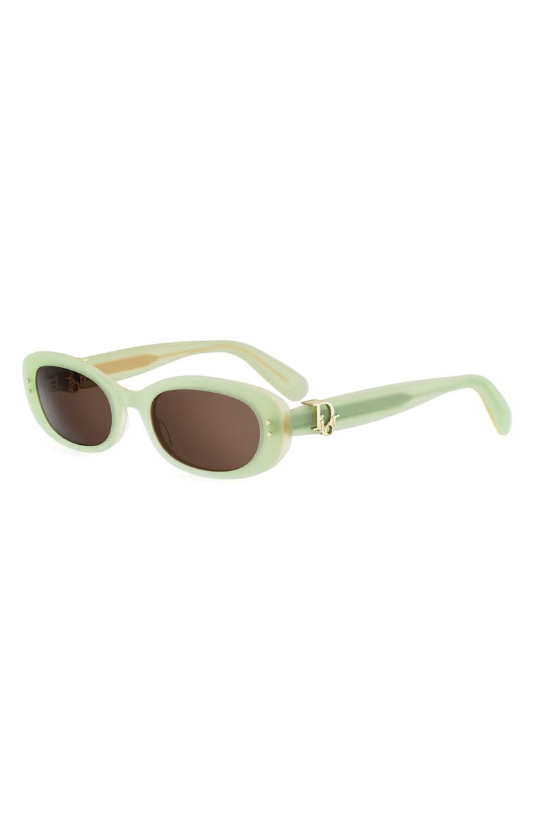 DIOR Oblique B1I 52mm Oval Sunglasses, Alternate, color, Light Green/ Other / Brown