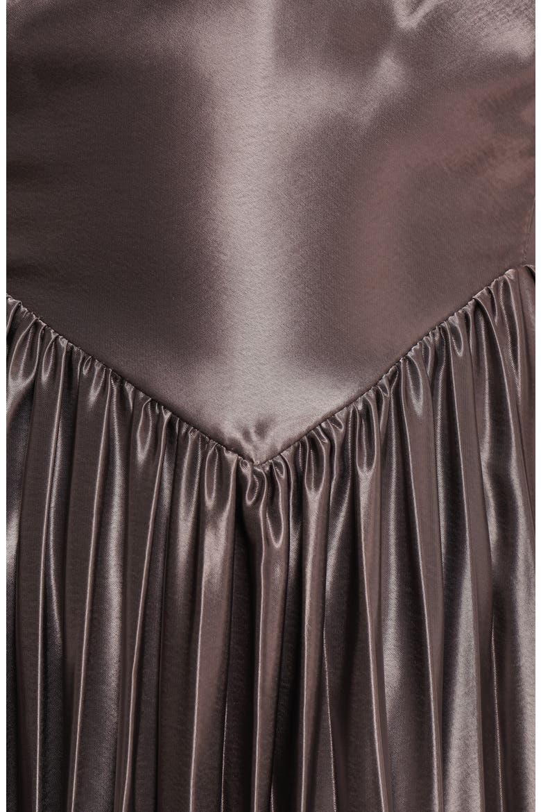 Camala Metallic Satin Pleated Maxi Dress, Alternate, color, GREY SILVER