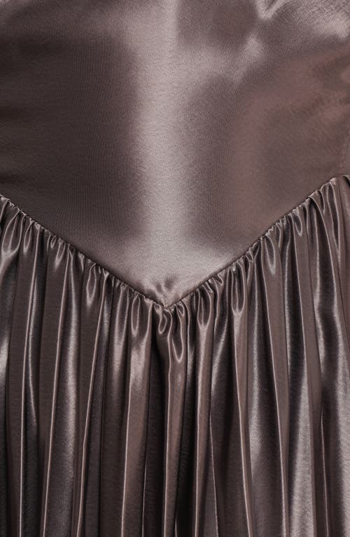 Petal And Pup Petal & Pup Camala Metallic Satin Pleated Maxi Dress In Gray