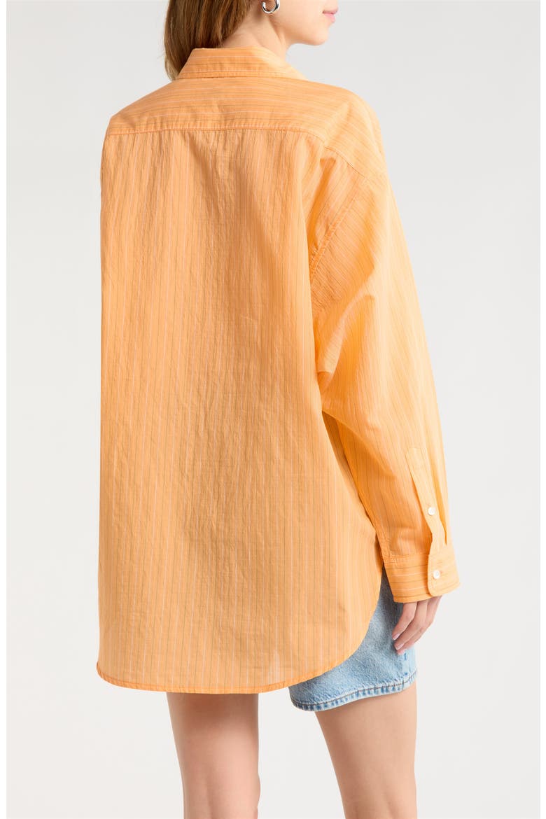 Sona Pinstripe Oversize Button-Up Shirt, Alternate, color, FONTANA STRIPE ORANGE SODA