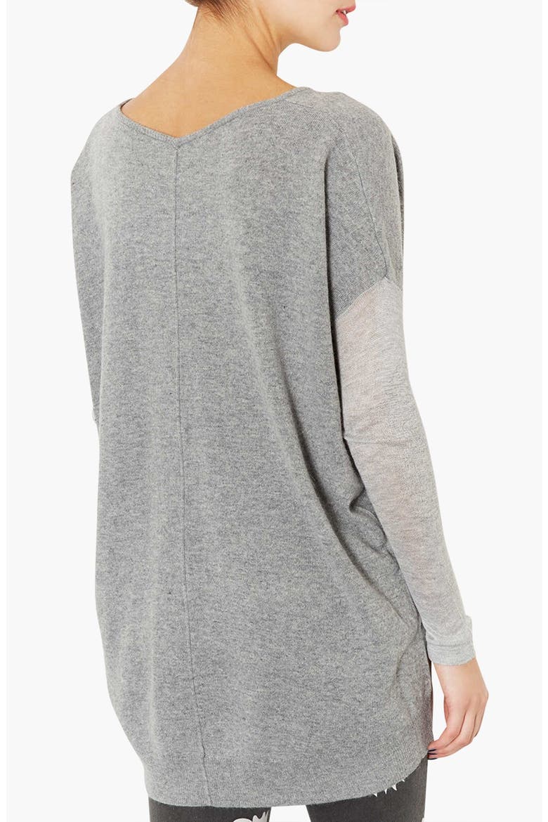 Mixed Media Drop Shoulder Sweater, Alternate, color, LIGHT GREY