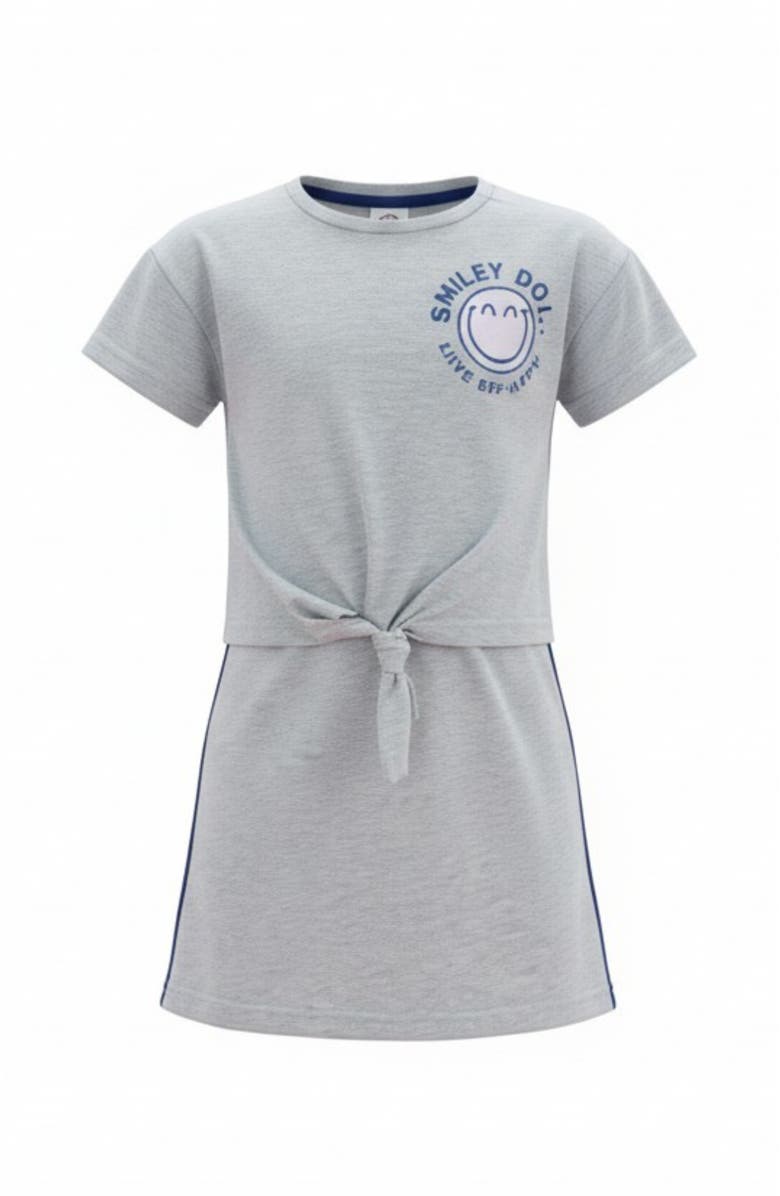 Mia Belle Girls Athletic Club Tie-Front Dress, Main, color, Grey