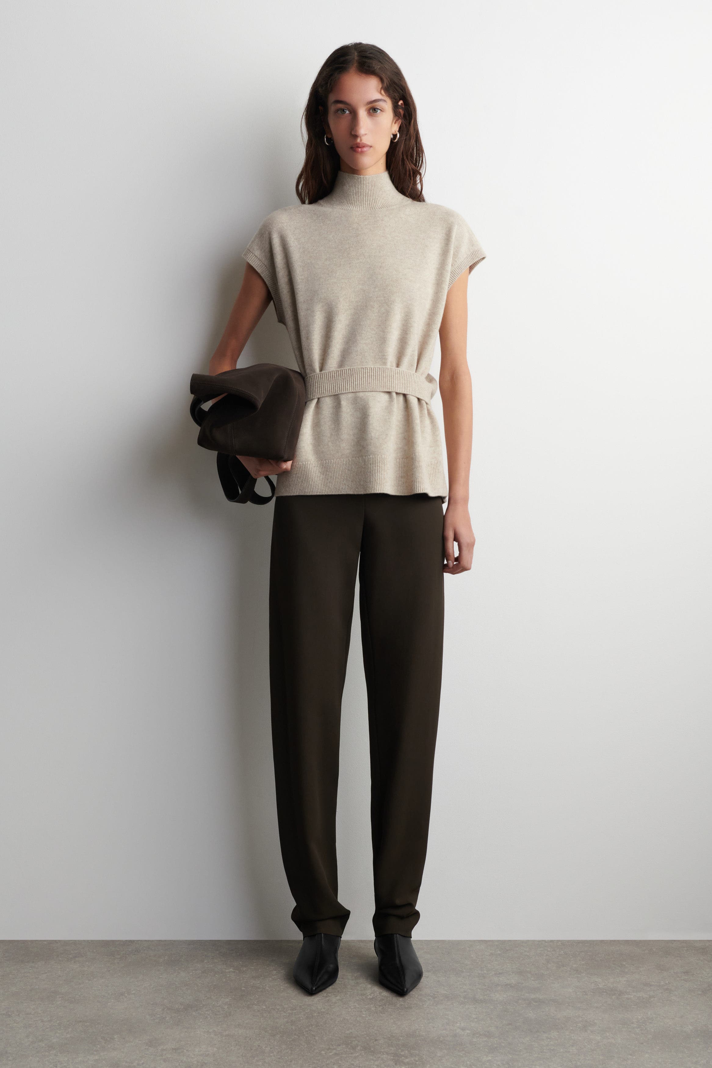 Belt-Detail Mock-Neck Wool Vest - image 4