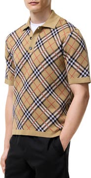 Burberry Check Cotton Blend Polo Shirt
