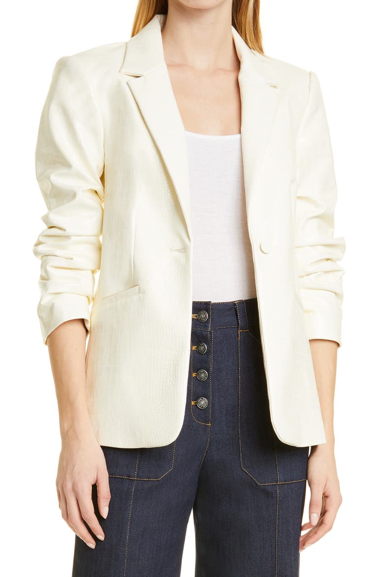 Kylie Faux Croc Embossed Blazer, Main, color, ALABASTER