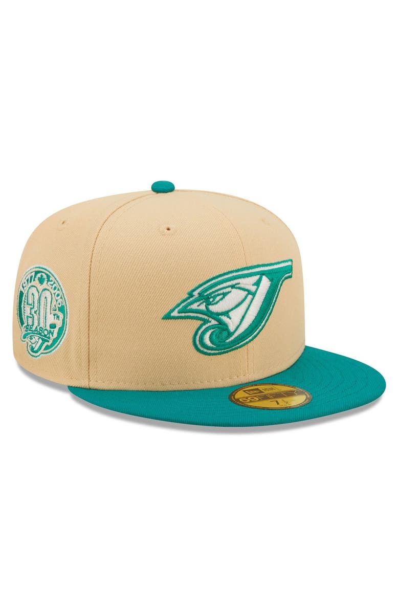 New Era Men's New Era Natural/Teal Toronto Blue Jays Mango Forest 59FIFTY fitted hat, Main, color, 