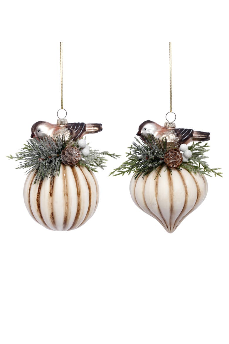 Ribbed Festive Ornament, Set of 6, Main, color, Brown