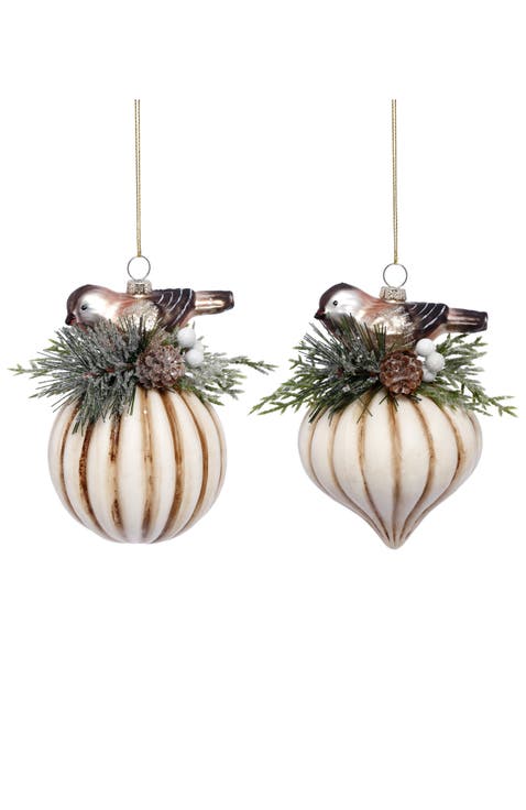 Ribbed Festive Ornament, Set of 6