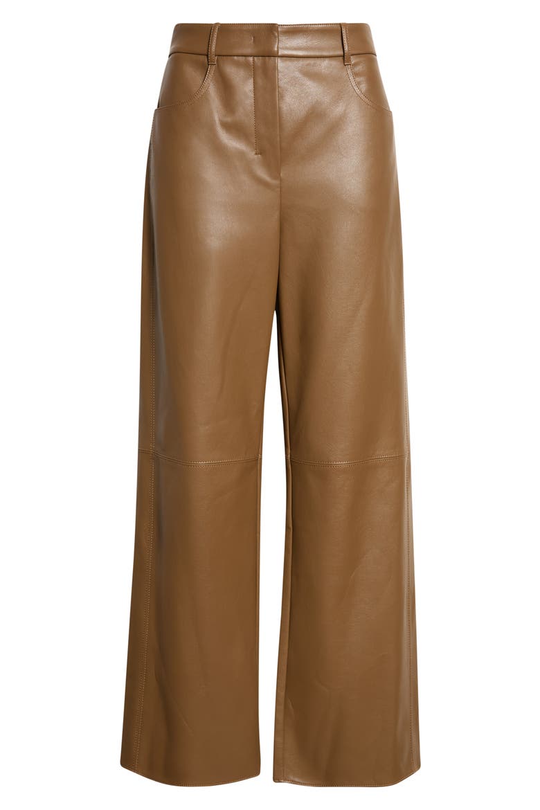 Sospiro Straight Leg Faux Leather Pants, Alternate, color, BROWN